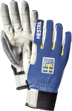 Hestra Ergo Grip Windstopper Race Guanti 5 Dita, Blu/bianco